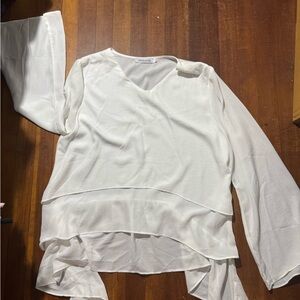 MISSLOOK White Layered V-Neck Blouse